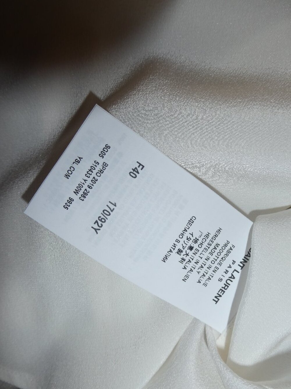 Saint Laurent Paris Silk Authentic White dress shirt/blouse Size -F40 Italy - Picture 6 of 9